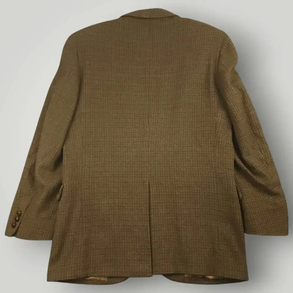 Vtg 80s Ivy Style Micro Houndstooth Mens Tweed Jacket 42L Wool Casual Sport Coat